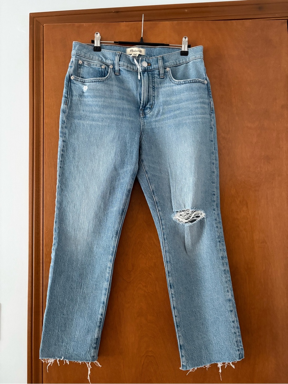 Madewell Light Blue Distressed Straight Leg Jeans